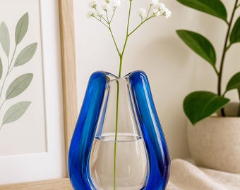 Mid Century Modern Blue Glass Vase by Vladislav Urban - Etsy