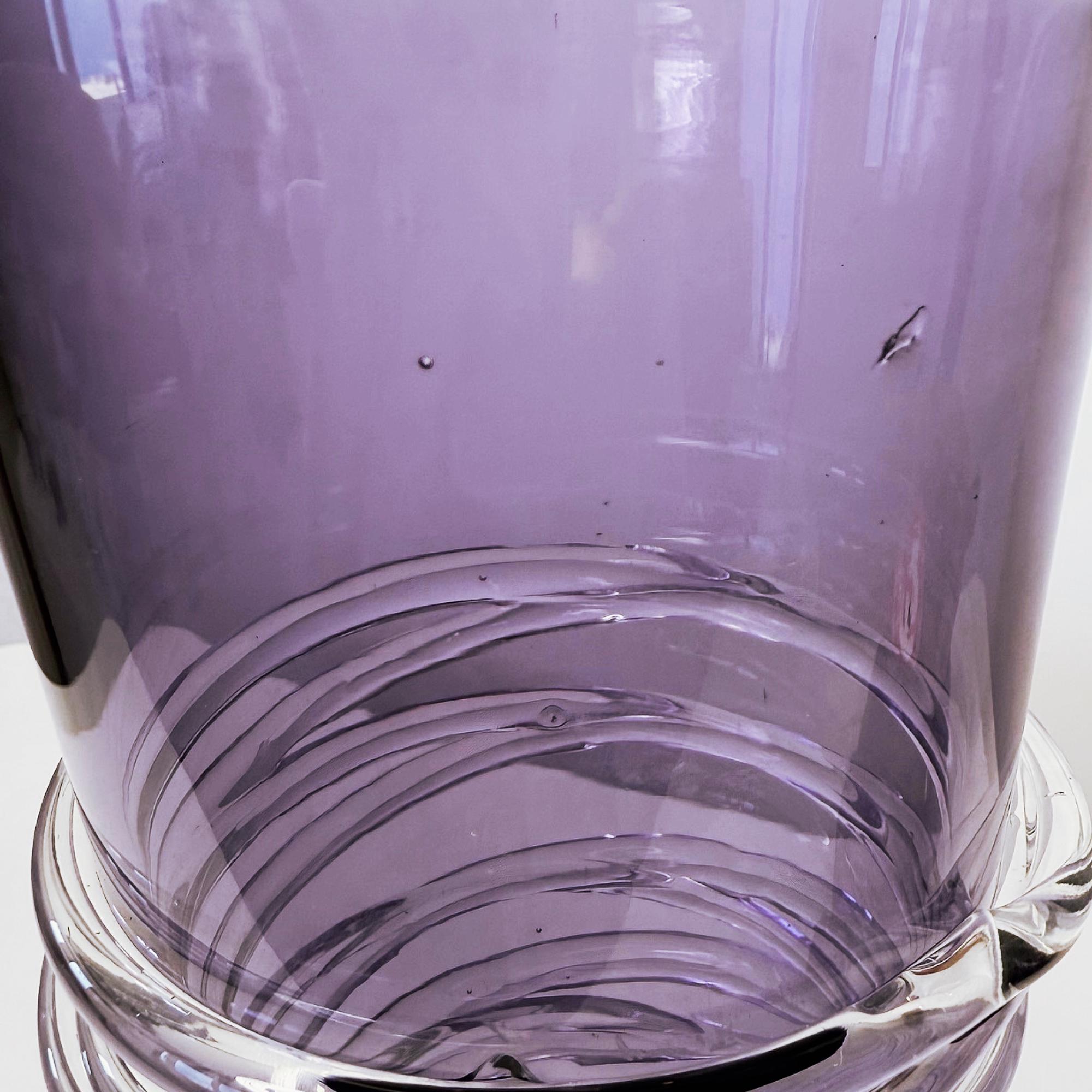 ヴィンテージ ムラーノスタイル パープルアートガラス花瓶 – ツイスト