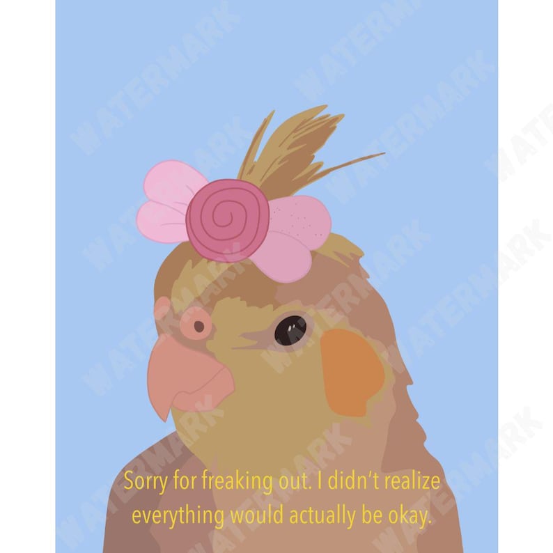 Sorry for Freaking Out Bird Funny Meme Water Bottle Sticker Laptop ...