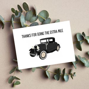 Antique Car folded blank thank you card