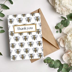 Honey Bee blank folded custom notecards set of 10 custom thank you cards