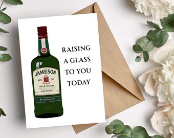 Father's Day Whiskey Raise a Glass to You Punny Blank Card