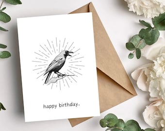Crow Birthday Card | Halloween stationary (A2 Sized)