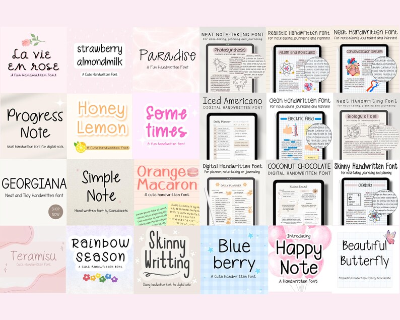 Notes Text Type Font Bundle for iPad Notes | Handwritten Script + Minimal Fonts for ...