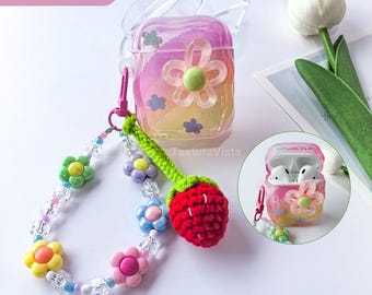 AirPod Pro3 Case, Kopfhörer-Hülle mit Häkelblume für AirPod 1/2/3/4/Pro/Pro2/Pro3, Geburtstagsgeschenk für Apple-Fan, Weihnachtsgeschenke