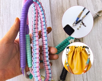 Correa ajustable para teléfono, bandolera, correa tejida a mano para iPhone y Android, colgante para teléfono, regalo para mujer.