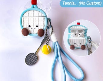 Custom AirPods Case Baseball Tennis, Headphone Case for AirPods 1/2/3/4/Pro/Pro2, Earbud Case for All AirPods Models, Personalized Name Gift