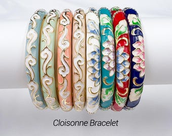 Vintage Schmuck Blumen Armbänder, Cloisonne Armband, Armreifen Schmuck, Armbänder Schmuck, Geschenk für Frauen, Oma Geschenk, Armbänder für Frauen