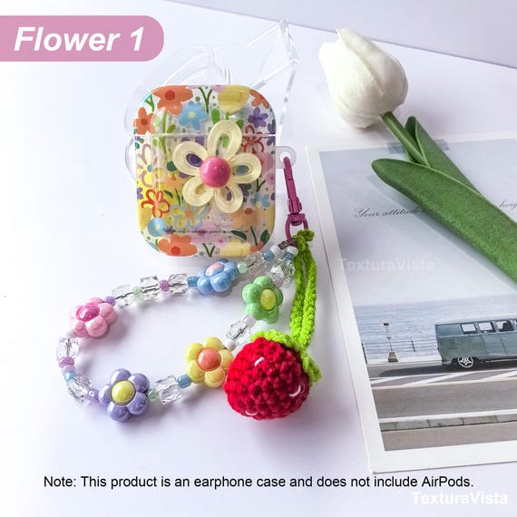 Airpod 4 Case, AirPod 1/3/Pro/Pro2/Pro3 Case, 3D Apple Pattern and Handmade Sunflower Pendant, Funny Cute Apple Fan Gift