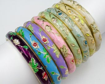 Jonc En Acier Inoxydable émail Doré – Bracelet Bangle Fantaisie Multicolore – Diamètre 65 Mm