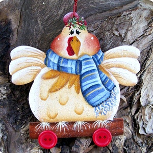 Country Christmas Chicken Ornament