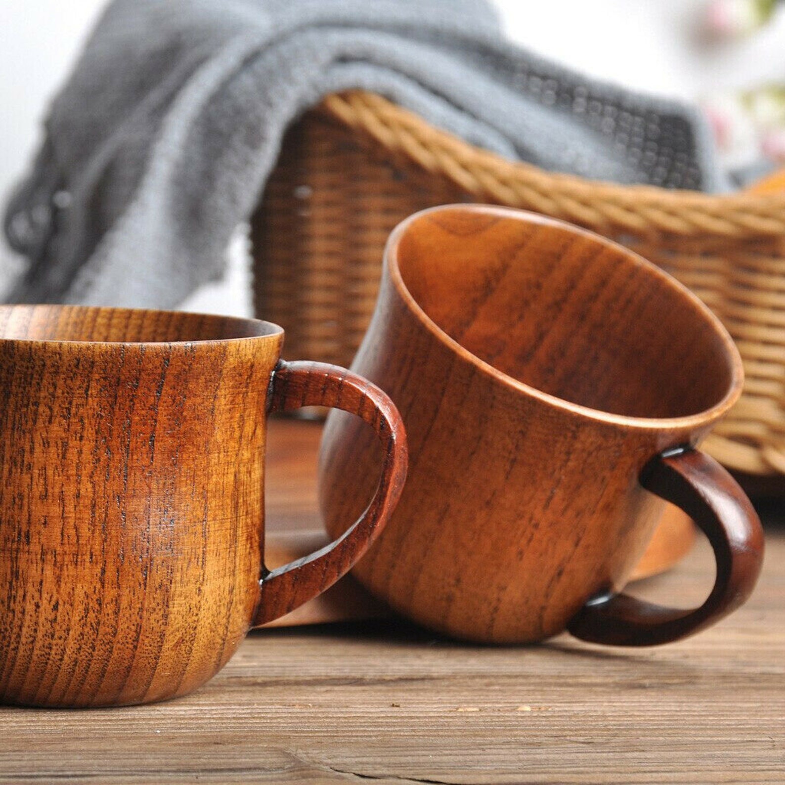 Handmade Wooden Cup Coffee Mug With Handgrip Primitive Etsy