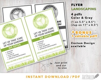 Instant Download Landscaping Flyer, Garden Flyer, Landscaping Flyer download, Print at home, Printable Landscape Flyer, Flyer printable