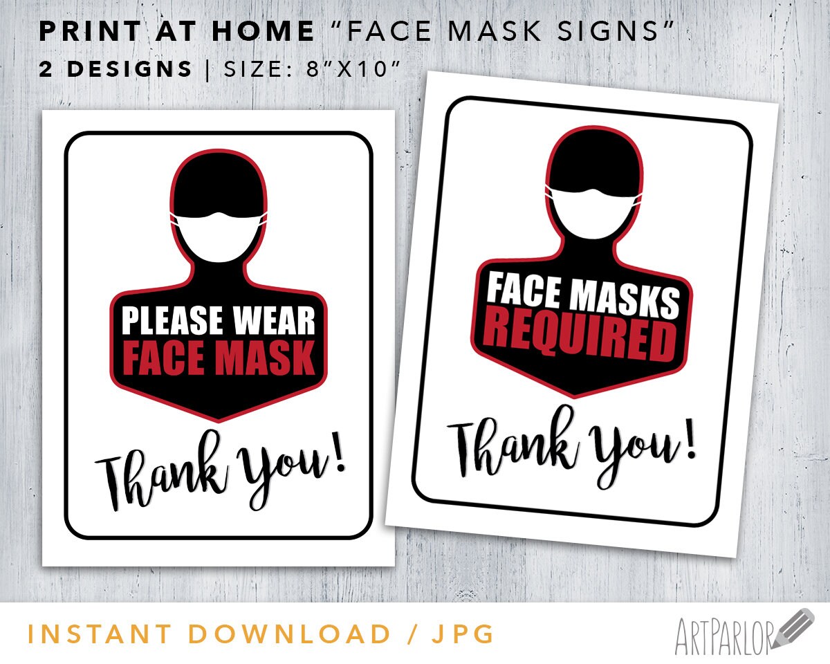 Face Mask Sign Printable Instant Download Face Mask Poster | Etsy