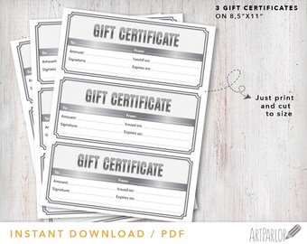 Instant Download Gift Certificate, Masculin Gift Certificate Download, Custom Coupon, Print at home, DIY Printable Coupon, Coupon printable