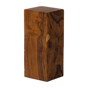 May include: A rectangular wooden block with a rich, warm brown color and dark brown grain patterns. The block is a solid, natural wood with a smooth, polished finish. The wood grain creates a unique, organic design.