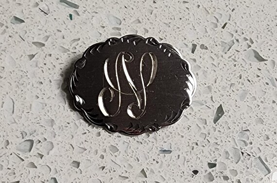 Brooch:  N Initial Sterling Silver.  laMode - image 2