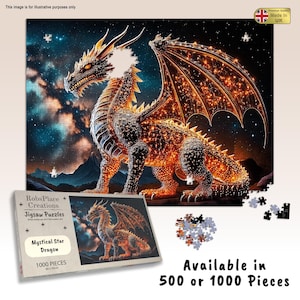 Mystical Star Dragon Jigsaw Puzzle 500 / 1000 piece Fantasy theme Scene for fantasy enthusiast puzzle lovers; Medium to hard difficulty