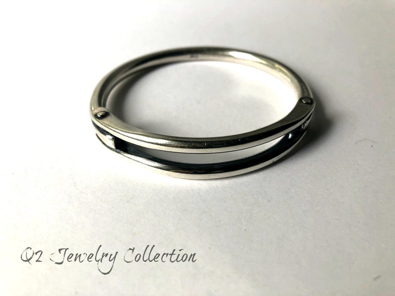 thick silver bangle unisex bangle industrial sterling silver bangle bracelet with rivets medium size bangle