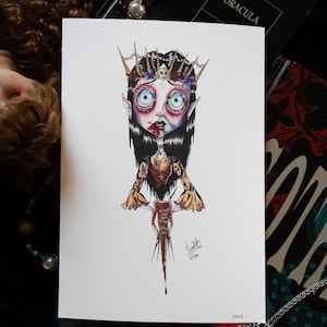 Autographed Vampire Art Giclee Print: &quot;Hunted Hunter&quot; Gothic Decor