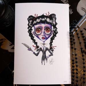 Addams Family Art Print- &quot;Wednesday&quot;- Tim Burton print, indie room decor, gothic room decor, giclee print