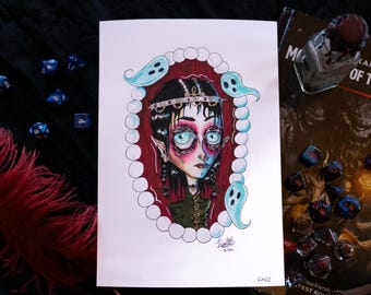 Hand-Embellished Elf Giclee Art Print: "Spirit Sick" - Signed & Numbered