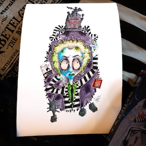 Beetlejuice Art print - &quot;The Juice is Loose&quot; - Tim Burton art print, indie room decor, gothic room decor, Giclee art print