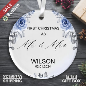 Mr and Mrs Christmas Ornament, FIrst Christmas Married Ornament, Our First Christmas Married as Mr and Mrs Christmas Ornament, Personalized