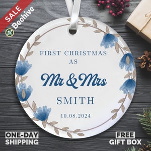 Mr and Mrs Christmas Ornament, FIrst Christmas Married Ornament, Our First Christmas Married as Mr and Mrs Christmas Ornament, Personalized