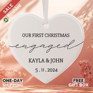 Engaged Date Ornament, Wedding Date Ornament, Personalization Wedding Gift, Anniversary Gift, Mr & Mrs Ornament, Newlywed Gift, Bridal Gift