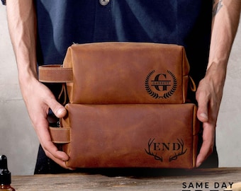 Neceser de cuero personalizado para hombre: regalo de graduación para policías, bomberos, enfermeros, médicos y abogados.