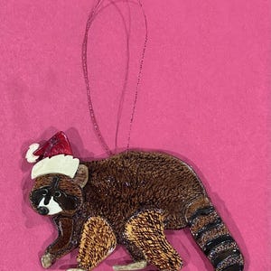 Raccoon - hand-made wooden ornament