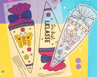Butterfly Shaker Card for the First Day of School | Personalizable with Name | DIY Back to School | Tracing Paper | A4 Printable Template | 1st Grade