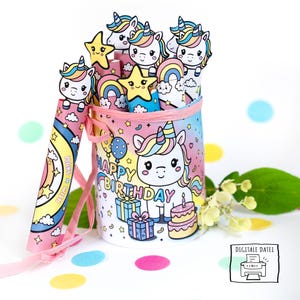 Unicorno Duplobanderoles regalo di compleanno, segnaposto, bomboniera per il compleanno dei bambini, decorazione da tavolo, regalo in denaro da realizzare da soli