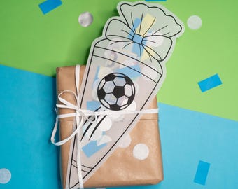Shaker card for the first day of school, football theme | Personalizable with name | DIY back-to-school | Tracing paper | A4 printable template | 1st grade