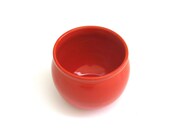 porcelain bowl. small round bowl. coral red