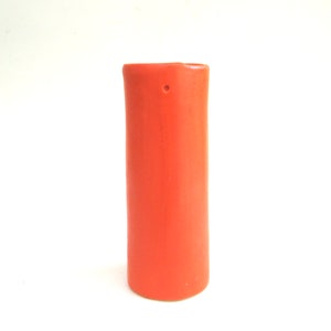 whimsical hand built porcelain vase ... neon coral red vessel ... petite vase image 2