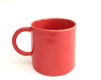 hand built  porcelain cup  ...  petite espresso  mug  ...   mid century modern  ...  red cup