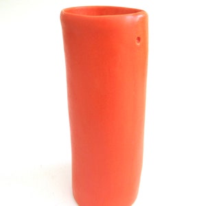 whimsical hand built porcelain vase ... neon coral red vessel ... petite vase image 4