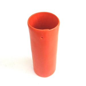 whimsical hand built porcelain vase ... neon coral red vessel ... petite vase image 3
