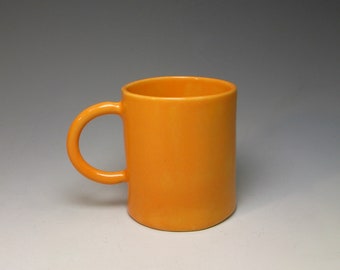 hand built  porcelain cup  ...  petite espresso  mug  ...   mid century modern  ...  orange