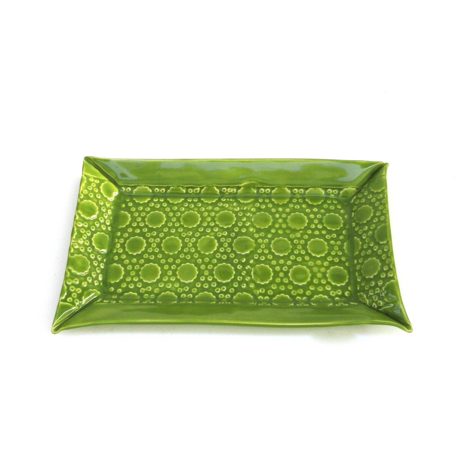 Festive Hand Built Lime Green Porcelain Traylong Ceramic Etsy