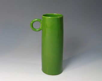 tall hand built porcelain cup ...   mid century modern  ...   green