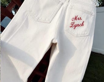 Embroidered "Mrs." Bride Jeans