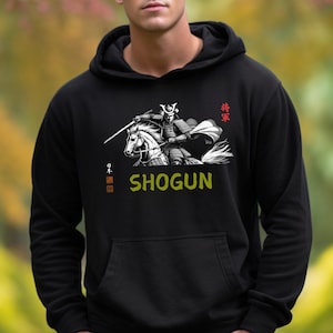 Samurai SHOGUN Hoodie Sweatshirt, Japanese Culture Gift for Samurai Enthusiasts, Manga Calligraphy Design Nippon Otaku Manga.