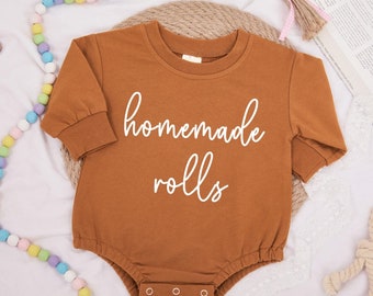 Homemade Rolls Retro Natural Baby Romper, Retro Fall Toddler Sweater, Baby Fall Outfit, Funny Thanksgiving Day Baby Bodysuit, Baby Gifts