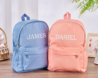 Zaino personalizzato per bambini: borsa scolastica in velluto a coste di cotone con nome ricamato