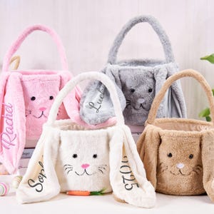 Personalisierter Ostern Korb für Mädchen Jungen, Häschen-Korb gestickt, Plüsch-Ostern-Korb, Monogramm Kinder-Korb, Häschen-Tasche, Ostern, Korbgeschenke