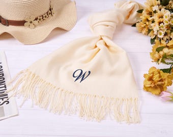 Personalized Initial Scarf: Soft Acrylic Winter Scarf with Fringe