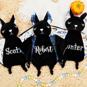 Personalized Baby Bat Security Blanket, Embroidered  Bat Comforter, Lovey Animal Blanket, Baby Blanket Bat, Bat Plush, Baby Toy Gothic